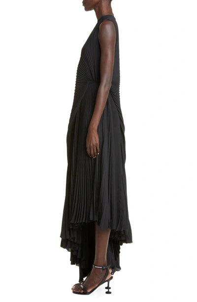 Shop Balenciaga Asymmetric Pleated One-shoulder Crepe Gown In Black
