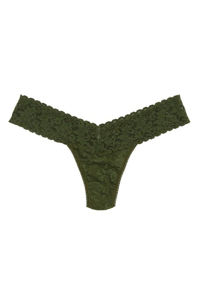 Shop Hanky Panky Signature Lace Low Rise Thong In Bitter Olive Green