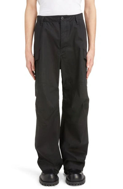 Shop Balenciaga Kick Cotton Gabardine Cargo Pants In Black