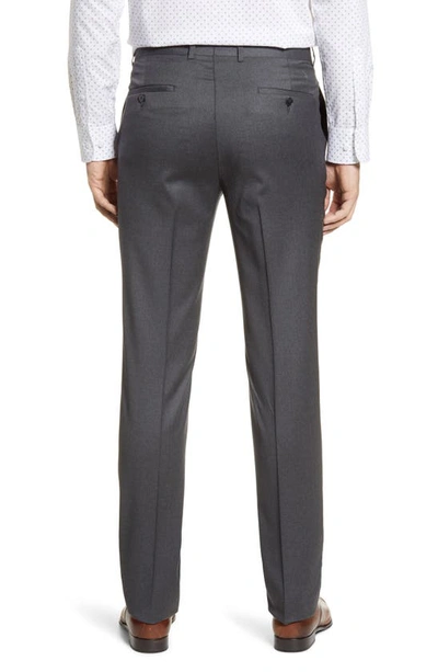 Shop Peter Millar Harker Flat Front Solid Stretch Wool Dress Pants In Medium Grey