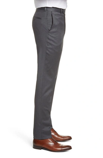 Shop Peter Millar Harker Flat Front Solid Stretch Wool Dress Pants In Medium Grey