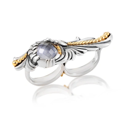 Shop Stephen Webster Jewels Verne Sterling Silver Gemstone Two-finger Ring In White