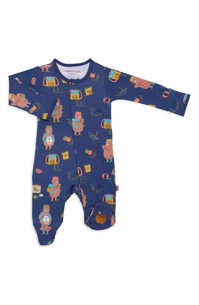 Shop Magnetic Me First Class Organic Cotton Magnetic Footie In Blue