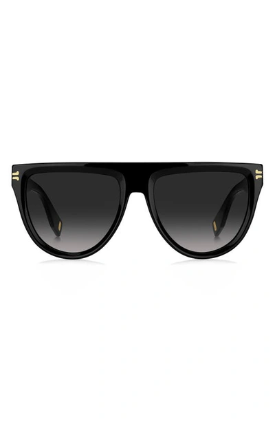 Shop Marc Jacobs 55mm Flat Top Sunglasses In Black / Grey Shaded