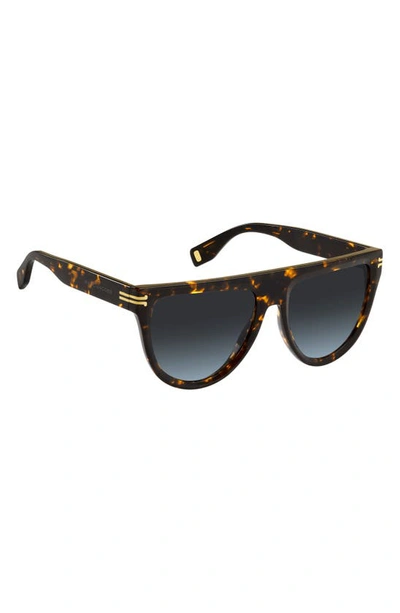 Shop Marc Jacobs 55mm Flat Top Sunglasses In Brown Havana / Grey Shaded Blu