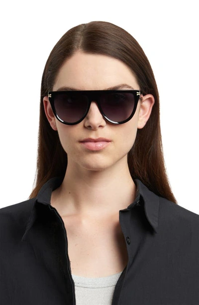 Shop Marc Jacobs 55mm Flat Top Sunglasses In Black / Grey Shaded