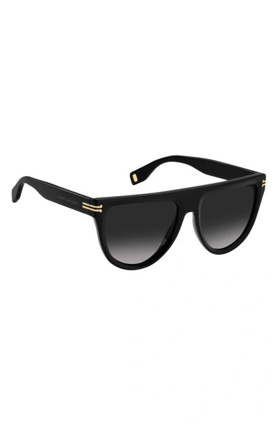 Shop Marc Jacobs 55mm Flat Top Sunglasses In Black / Grey Shaded