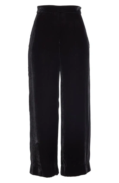 Shop Rebecca Taylor Wide Leg Crop Velvet Pants In Black