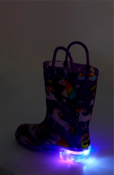 Western Chief Rainbow Unicorn Light-up Waterproof Rain Boot In Purple
