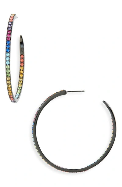 Shop Kurt Geiger Inside Out Pavé Crystal Hoop Earrings In Rainbow
