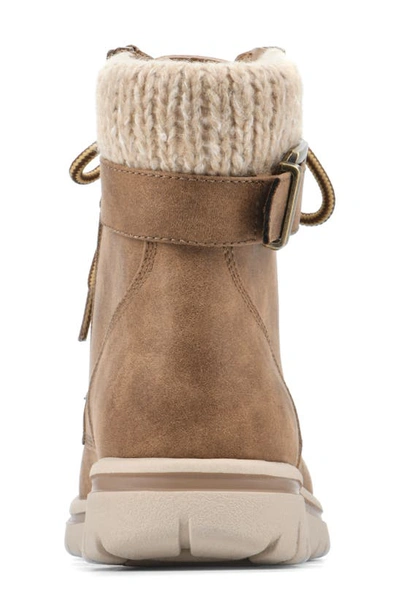 Cliffs By White Mountain Hearty Knit Collar Lace-up Boot In Tan/ Fabric/ Sweater