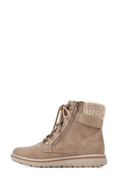 Cliffs By White Mountain Hearty Knit Collar Lace-up Boot In Natural/ Fabric/ Sweat