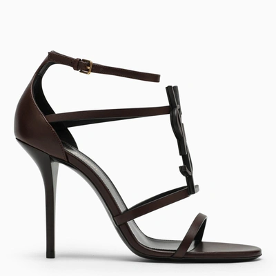 Saint Laurent Cassandra Ysl Patent Leather Sandals In Animal Print
