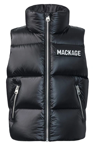 Shop Mackage Kids' Charlee Quilted Down & Feather Fill Puffer Vest In Black