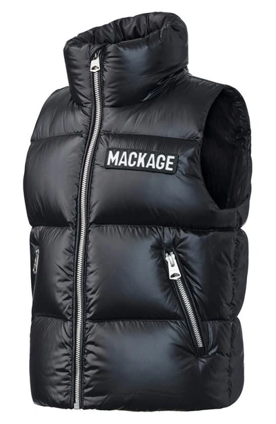 Shop Mackage Kids' Charlee Quilted Down & Feather Fill Puffer Vest In Black