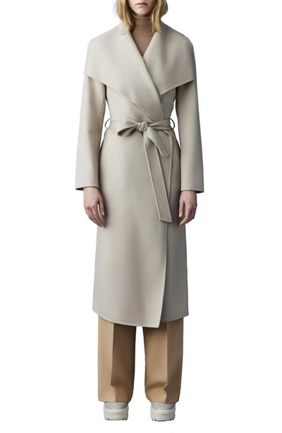 Shop Mackage Mai Wool Long Wrap Coat In Cream