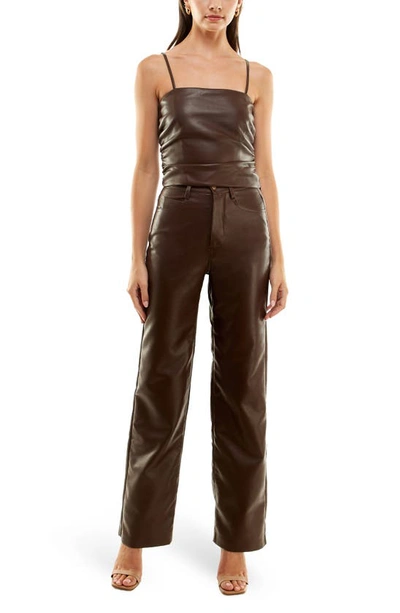 Wayf X Jourdan Sloane Rodeo Drive Faux Leather Pants In Espresso