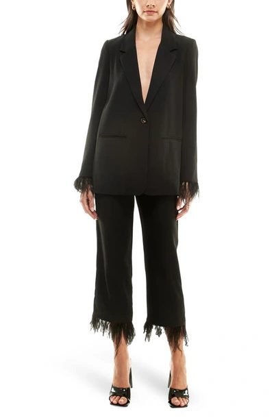 Shop Wayf X Jourdan Sloane Nits Feather Trim Pants In Black