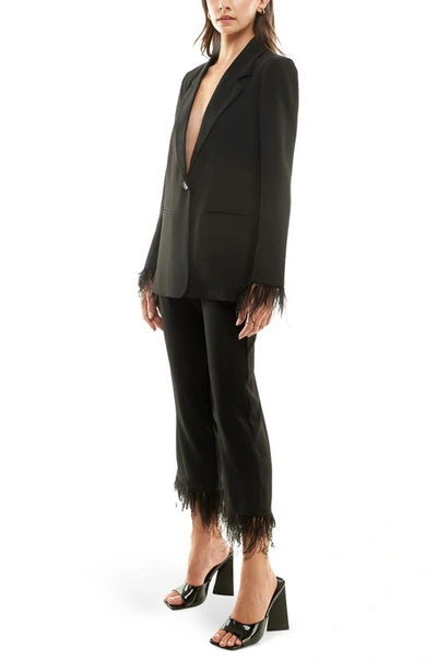 Shop Wayf X Jourdan Sloane Nits Feather Trim Pants In Black