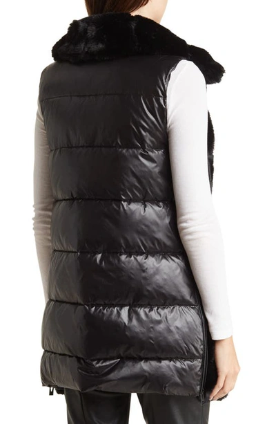 Shop Via Spiga Hooded Faux Fur Vest In Black