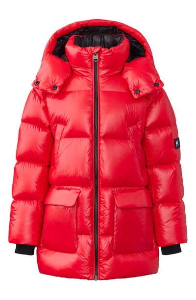 Shop Mackage Kennie Down Hooded Puffer Coat In Red