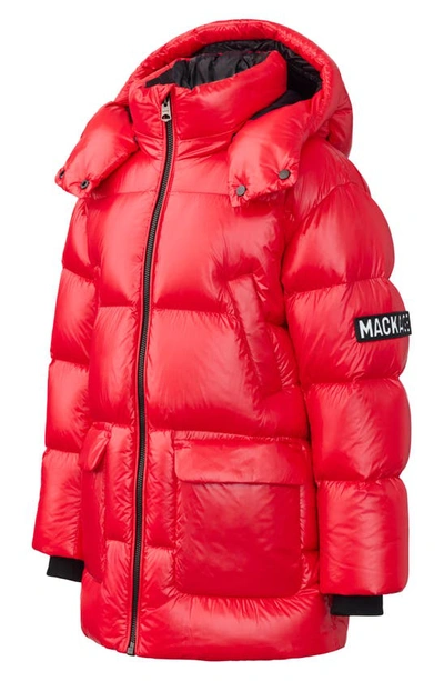Shop Mackage Kennie Down Hooded Puffer Coat In Red