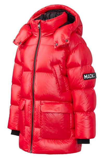 Mackage Unisex Detachable Hood Down Kennie Jacket - Big Kid In Red