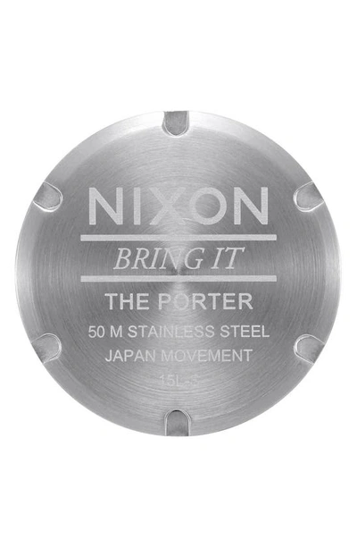 Shop Nixon Porter Round Leather Strap Watch, 40mm In Gunmetal/ Charcoal/ Taupe