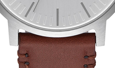 Shop Nixon Porter Round Leather Strap Watch, 40mm In Gunmetal/ Charcoal/ Taupe