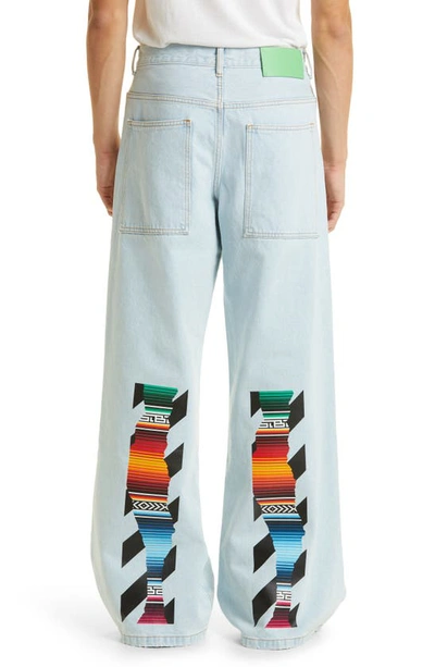 Shop Off-white X Sal Barbier Gender Inclusive Diag Extra Baggy Wide Leg Jeans In Grey/ Black/ Orange