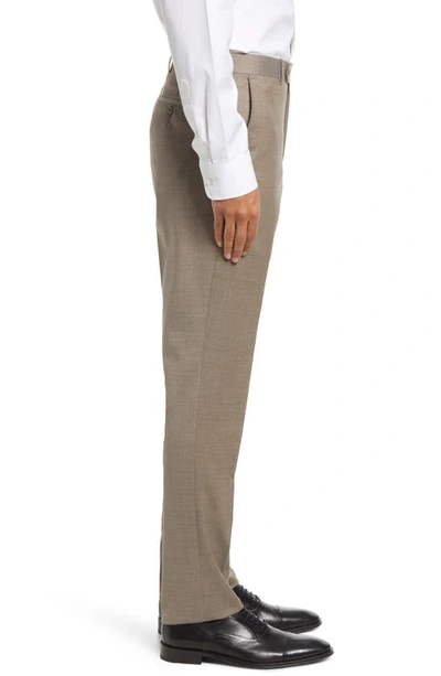 Shop Peter Millar Harker Flat Front Solid Stretch Wool Dress Pants In Tan