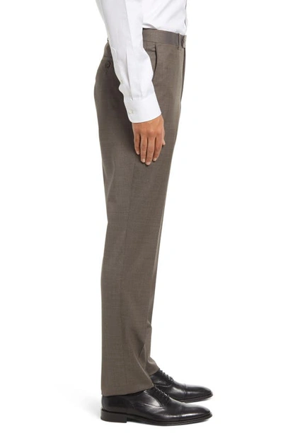 Shop Peter Millar Harker Flat Front Solid Stretch Wool Dress Pants In Brown