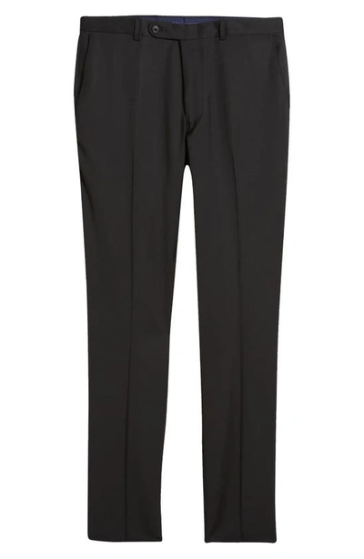 Shop Peter Millar Harker Flat Front Solid Stretch Wool Dress Pants In Black