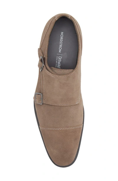 Shop Nordstrom Dale Cap Toe Monk Strap Shoe In Brown Suede