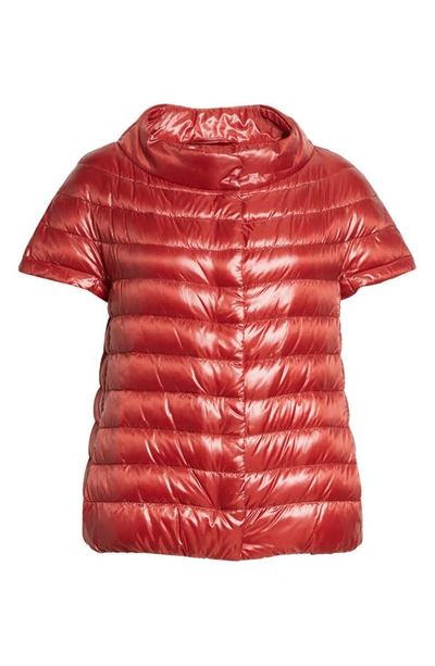 Shop Herno Emilia Cap Sleeve Quilted Down Jacket In 6600 / Red