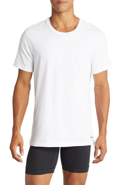 Shop Nike 2-pack Dri-fit Stretch Cotton Crewneck T-shirts In Grey Heather/ White