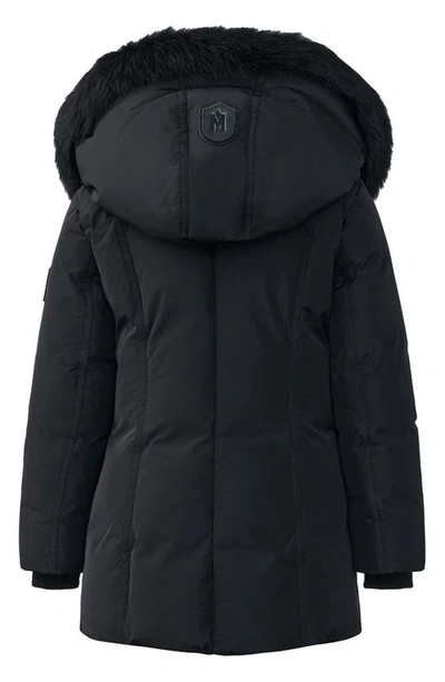 Mackage Kids' Leelee Genuine Shearling Trim Down Puffer Jacket In Black