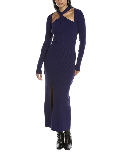 Shop Nicholas Karasi Ribbed Midi Dress In Blue