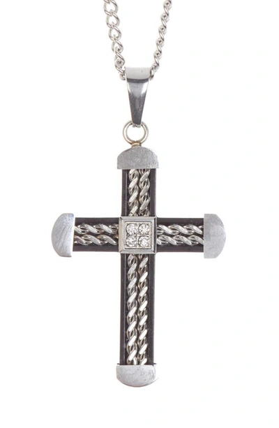 Shop American Exchange Stainless Steel Cross Pendant Necklace In Silver