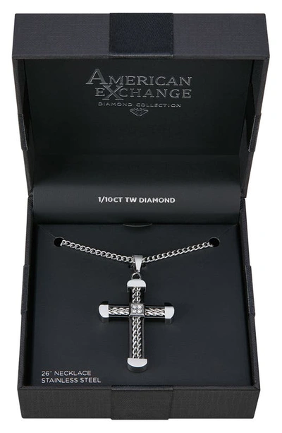 Shop American Exchange Stainless Steel Cross Pendant Necklace In Silver