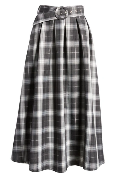 Shop Nikki Lund Olivia Plaid Belted Skirt In Black