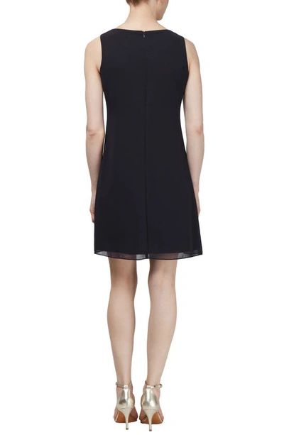 Sl Fashions Embellished Chiffon Cocktail Dress With Capelet In Black