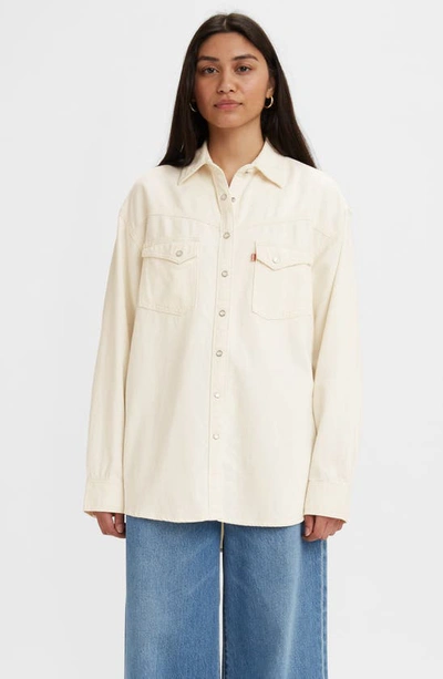 Levi's Women's The Ultimate Western Cotton Denim Shirt In Ivory White |  ModeSens