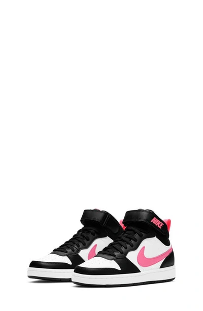 Nike Kids' Court Borough Mid 2 Basketball Shoe In Black/ Sunset Pulse/  White | ModeSens