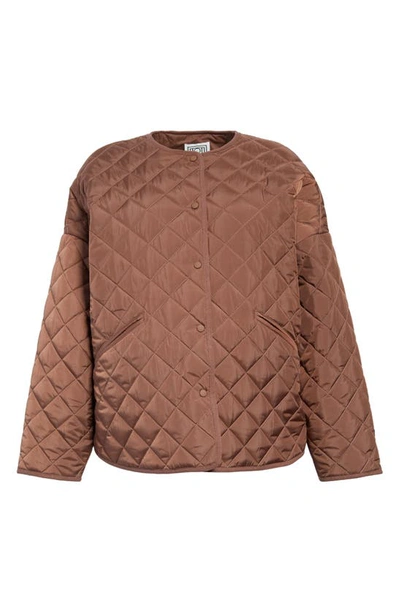 Shop Totême Oversize Quilted Jacket In Saddle Brown