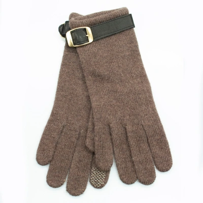 Shop Portolano Tech Gloves With Leather Belt In Brown