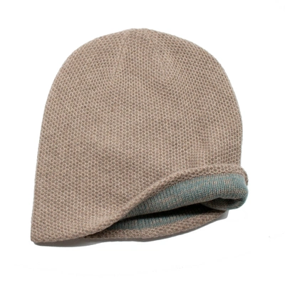 Shop Portolano Cashmere Reversible Slouchy Hat In Beige