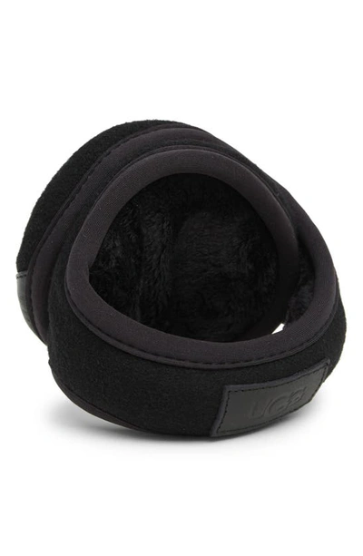 Shop Ugg Leather & Faux Fur Ear Muffs In Black