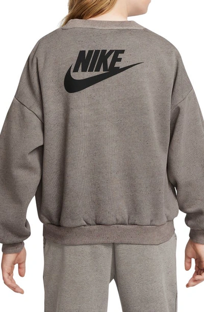 Shop Nike Kids' Fleece Logo Sweatshirt In Cave Stone/ Cave Stone