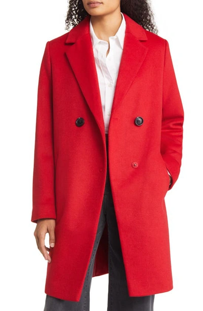 Shop Sam Edelman Double Breasted Wool Blend Coat In Red